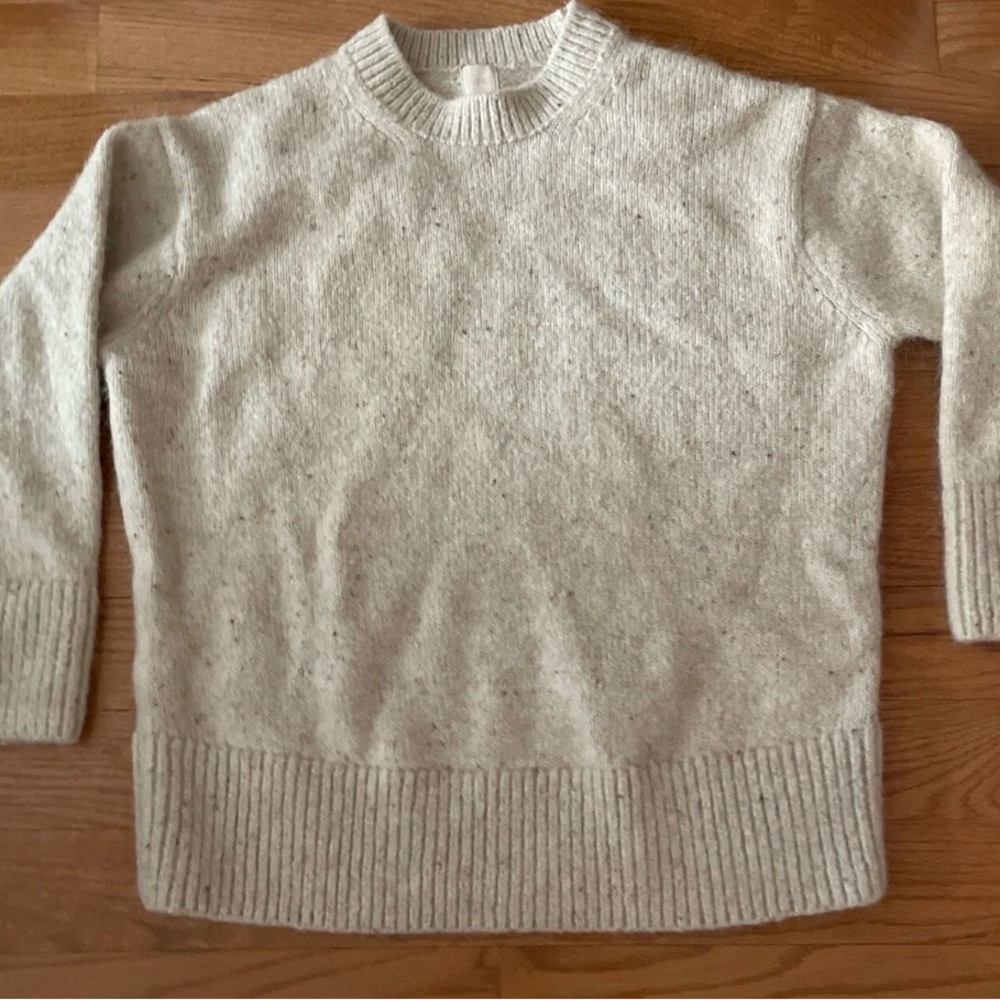 H&M Wool Alpaca Blend Confetti Beige Oversized Crewneck Sweater Small Medium